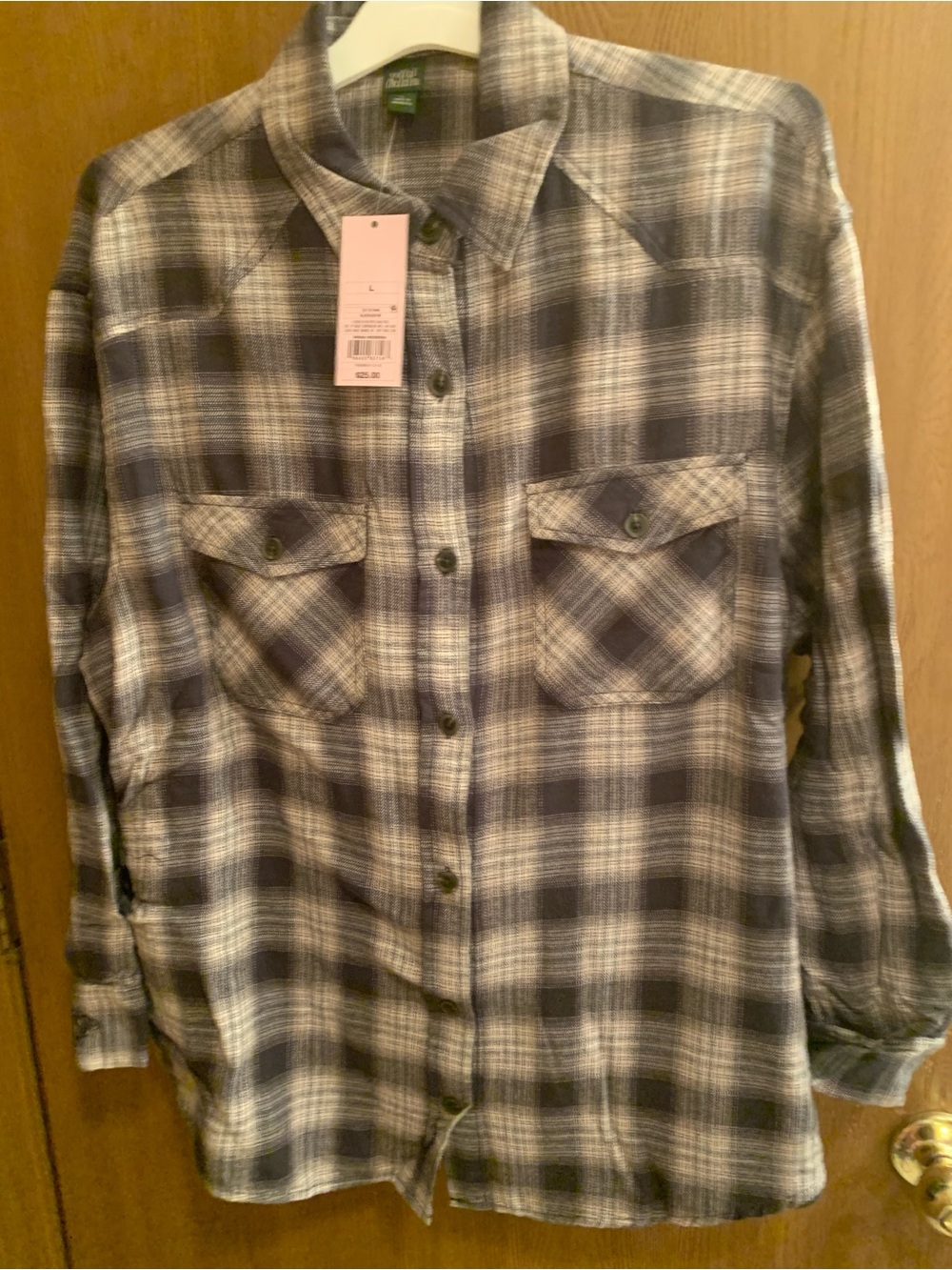 wild fable Black & Cream Plaid Button-Up Shirt